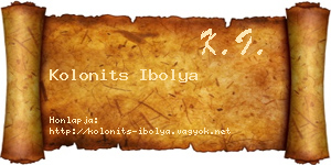Kolonits Ibolya névjegykártya