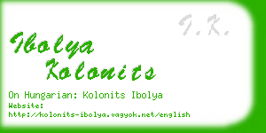 ibolya kolonits business card